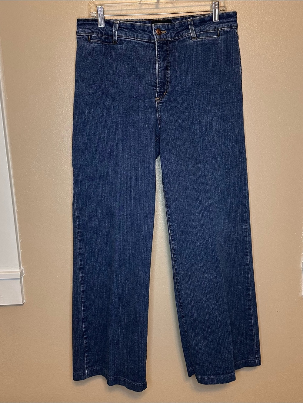 NYDJ Dark Blue Denim Jeans with Contrast Topstitching
